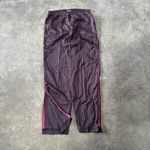 Vintage Puma Windbreaker Pants Womens M Purple Pinstripe Ankle Zip 80s Soccer